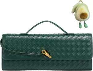 Woven Crossbody Bags for Women Casual Fashion Shoulder Handbag Evening Vegan Leather Clutch Purse