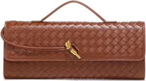 Woven Crossbody Bags for Women PU Leather Shoulder Bag Handwoven Small Hobo Bag Purses 2024