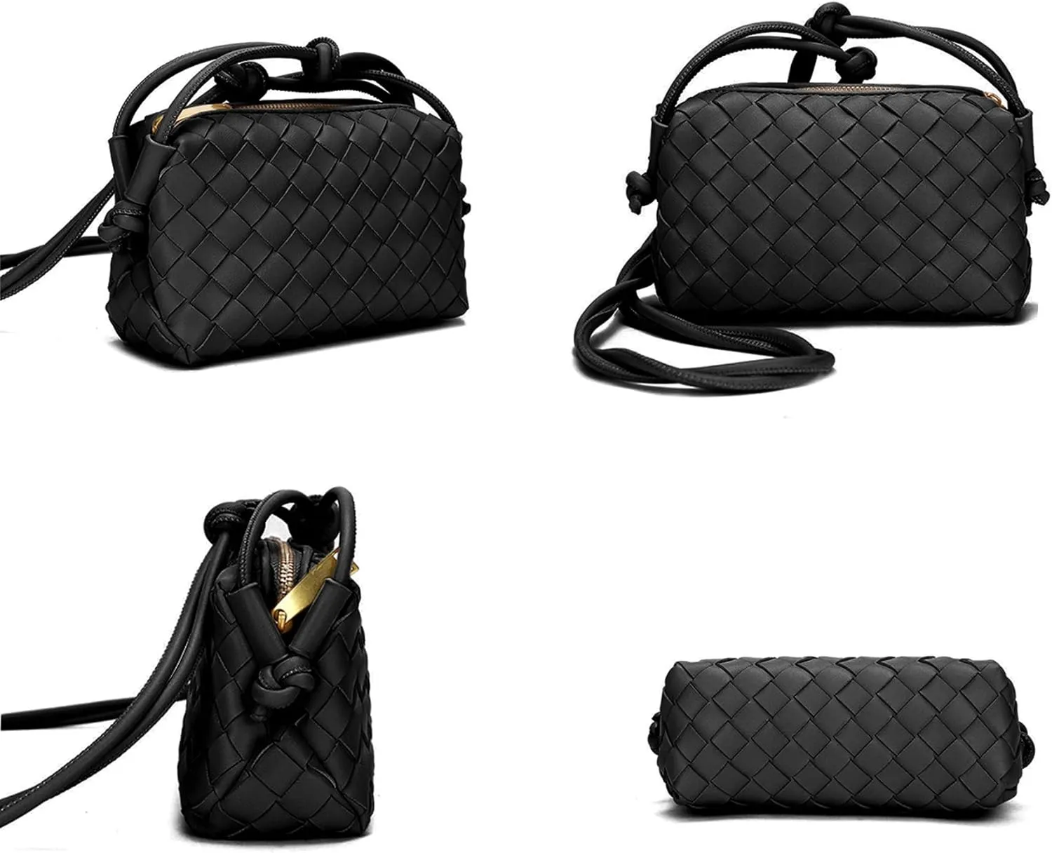 Woven Crossbody Bags For Women, Small Handmade Purse Clutch Shoulderbag Handbag, Zipper Closure