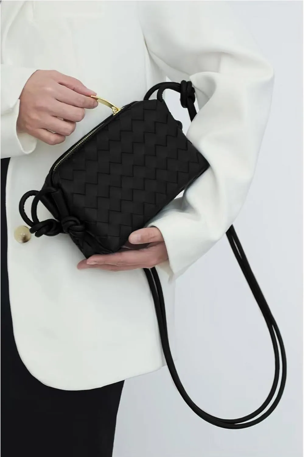Woven Crossbody Bags For Women, Small Handmade Purse Clutch Shoulderbag Handbag, Zipper Closure