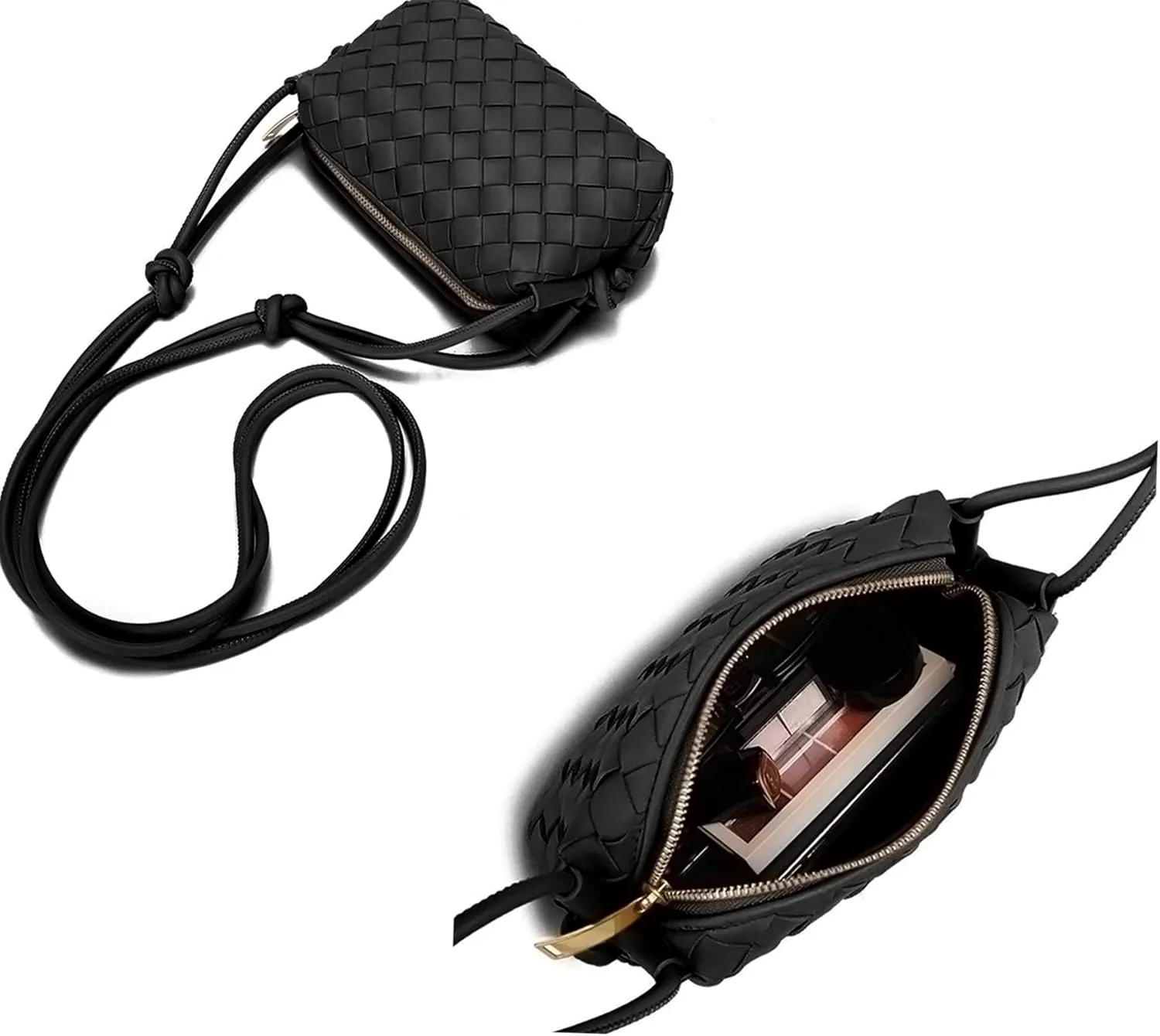 Woven Crossbody Bags For Women, Small Handmade Purse Clutch Shoulderbag Handbag, Zipper Closure