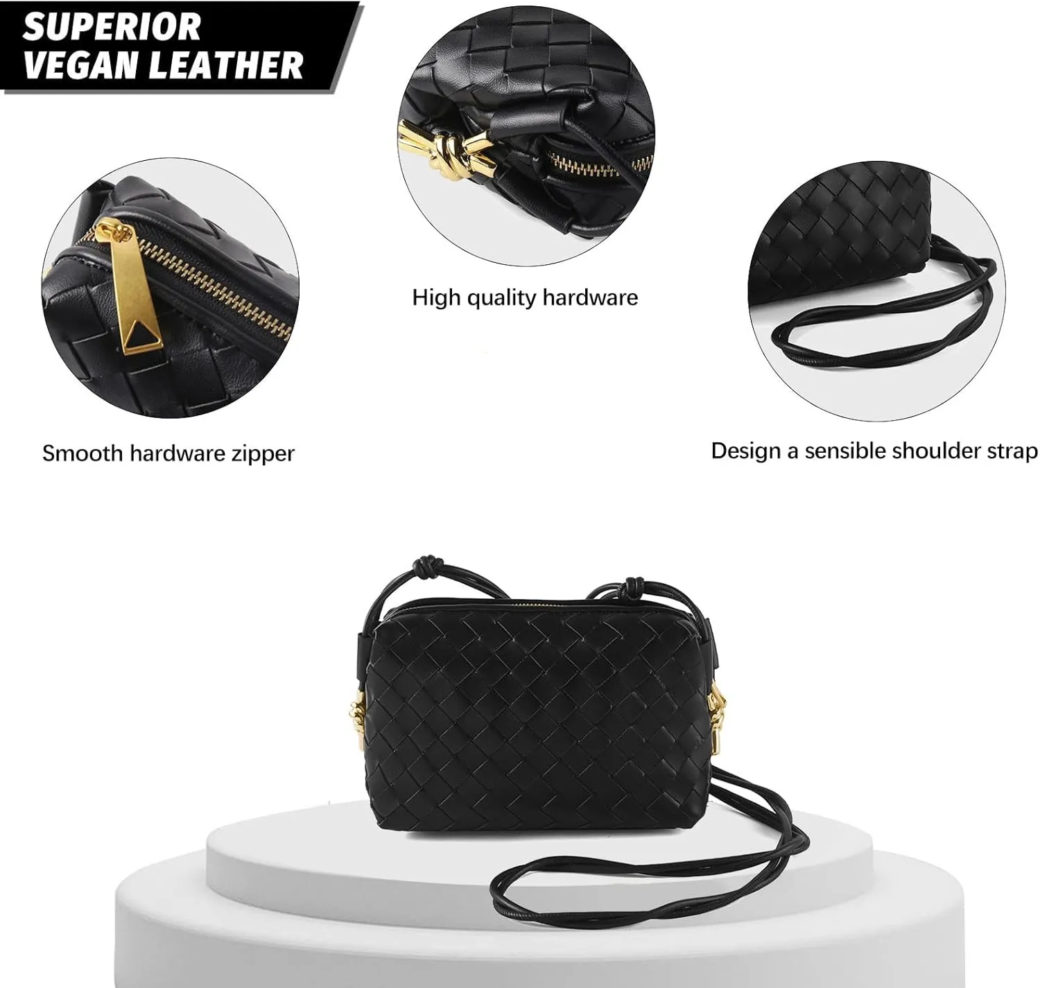 Woven Crossbody Bags for Women Small Purses Shoulder Bag Leather Handbags Woven Purses