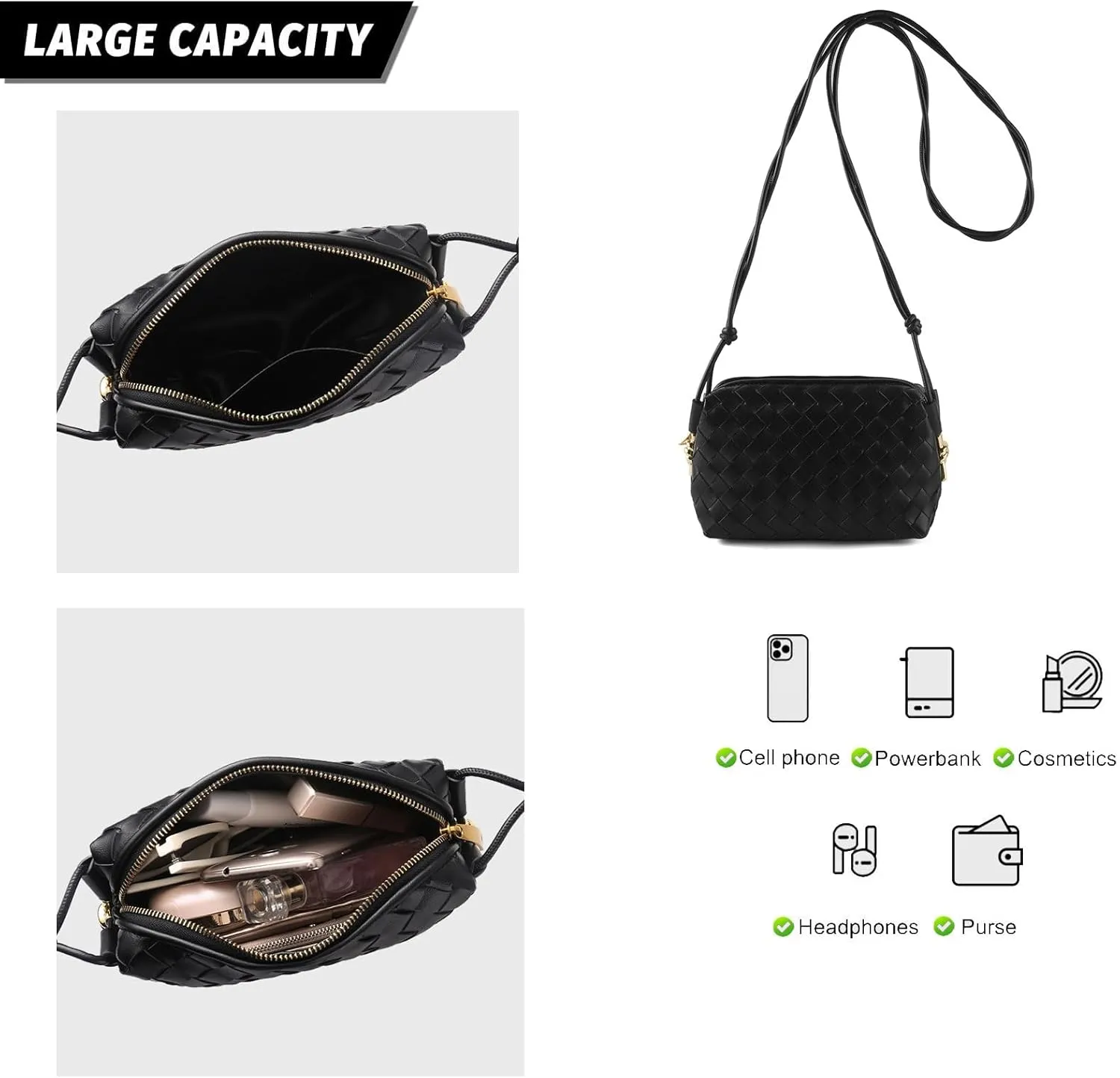 Woven Crossbody Bags for Women Small Purses Shoulder Bag Leather Handbags Woven Purses