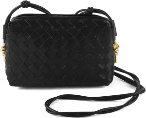 Woven Crossbody Bags for Women Small Purses Shoulder Bag Leather Handbags Woven Purses