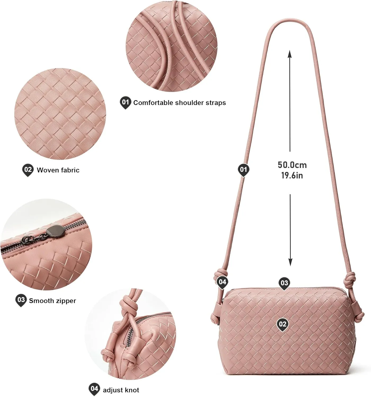 Woven Crossbody Bags for Women: Vegan Leather Purse - Handwoven Small Handbag- Trendy Shoulder Bag