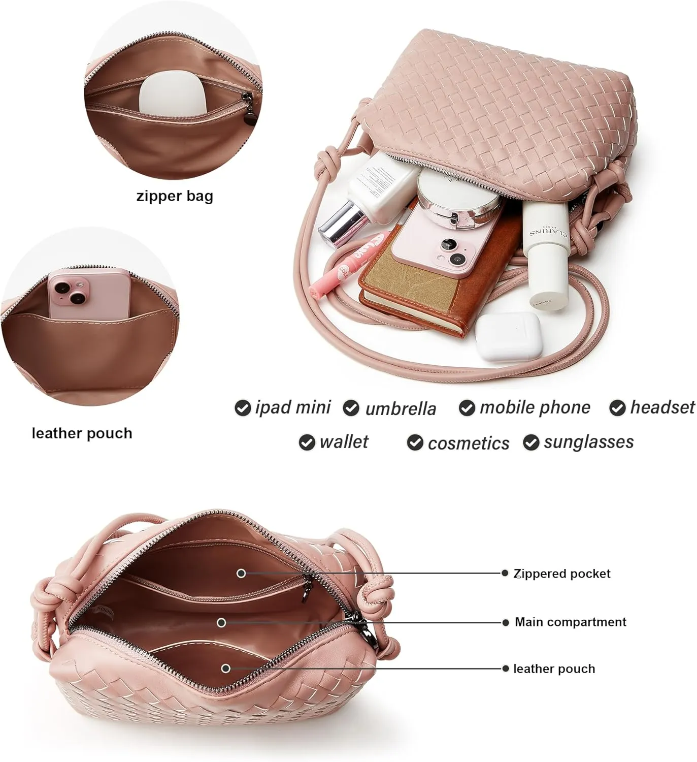Woven Crossbody Bags for Women: Vegan Leather Purse - Handwoven Small Handbag- Trendy Shoulder Bag