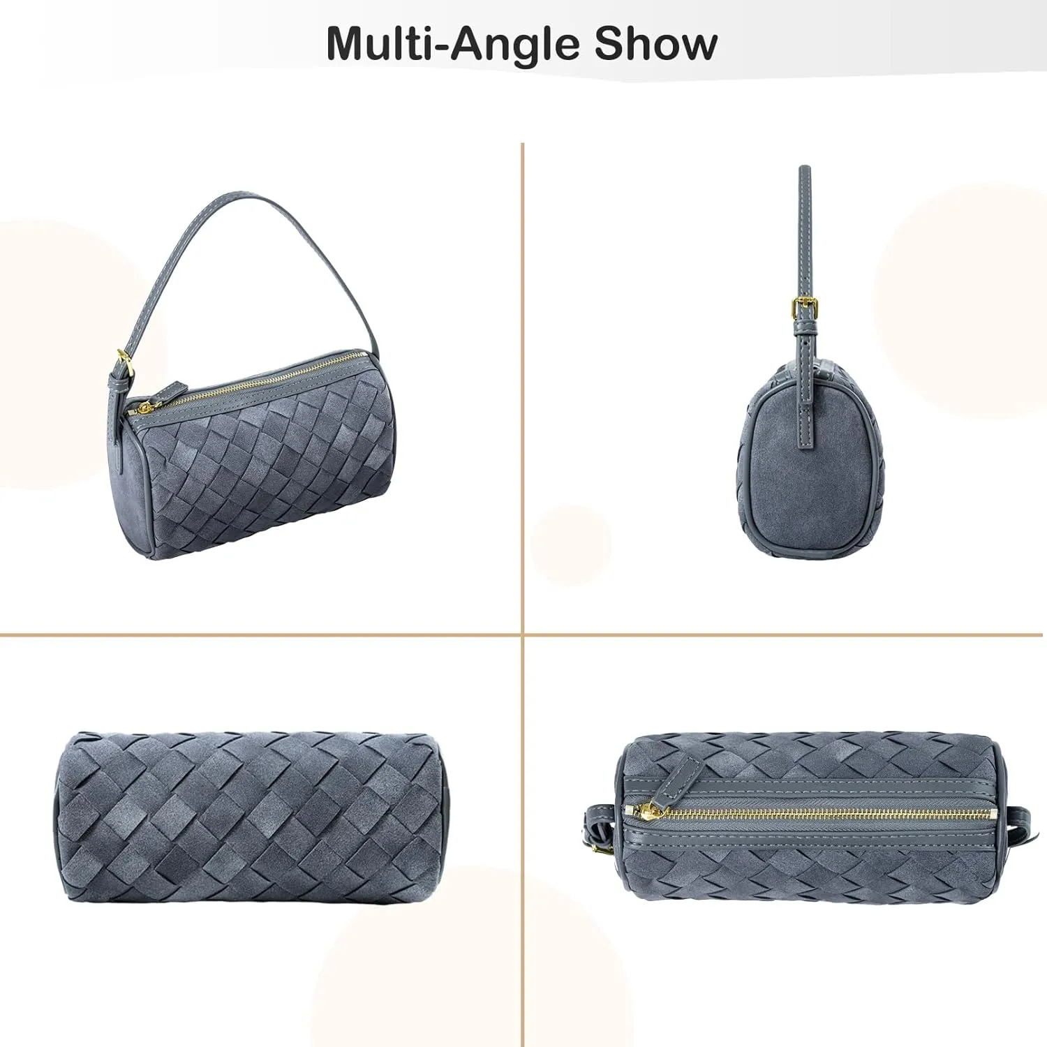 Woven Leather Bag, Evening Bag Clutch Purses for Women, Leather Top-handle Shoulder Bags, Small Woven Handbag