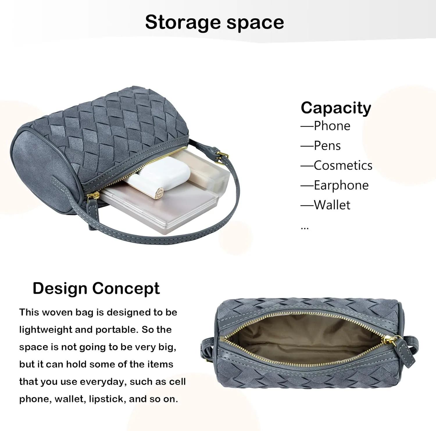Woven Leather Bag, Evening Bag Clutch Purses for Women, Leather Top-handle Shoulder Bags, Small Woven Handbag