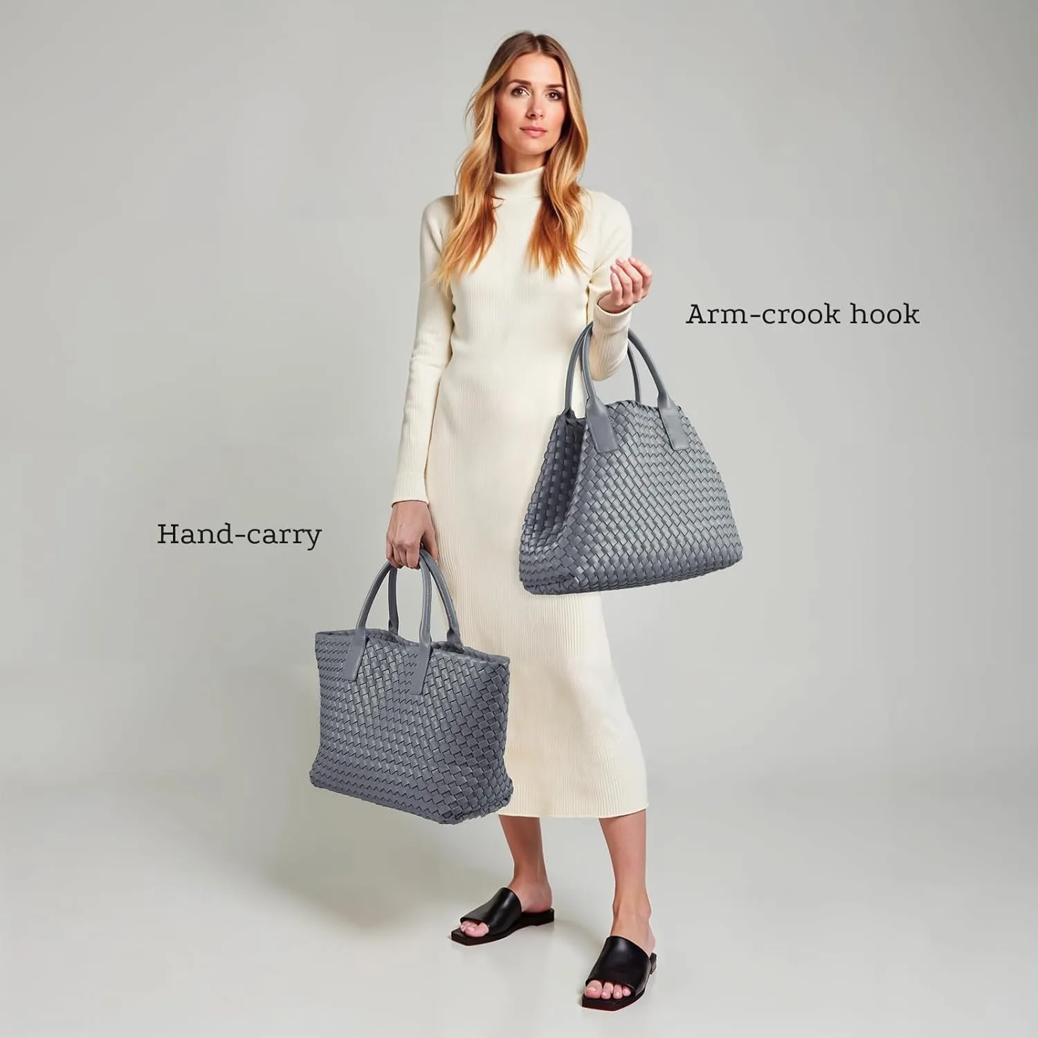 Woven leather tote bag for women, Large woven tote handbag, laptop tote, woven leather beach purses, Convertible 2-way Style