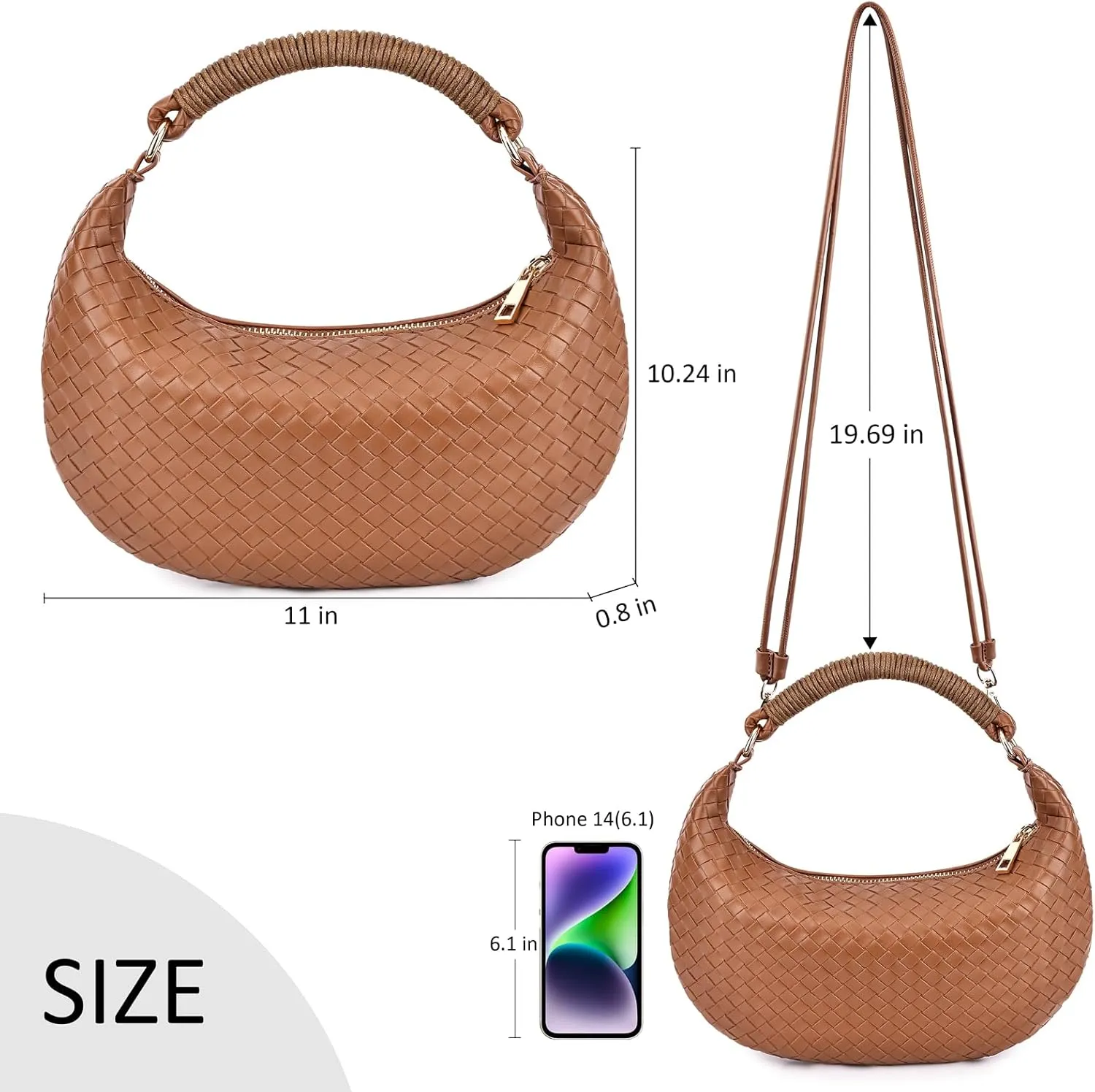 Woven Purse for Women,Small Woven Texture Hobo Dumpling Bag,Trendys Vegan Leather Handbag,Holiday Shoulder Bag Gift
