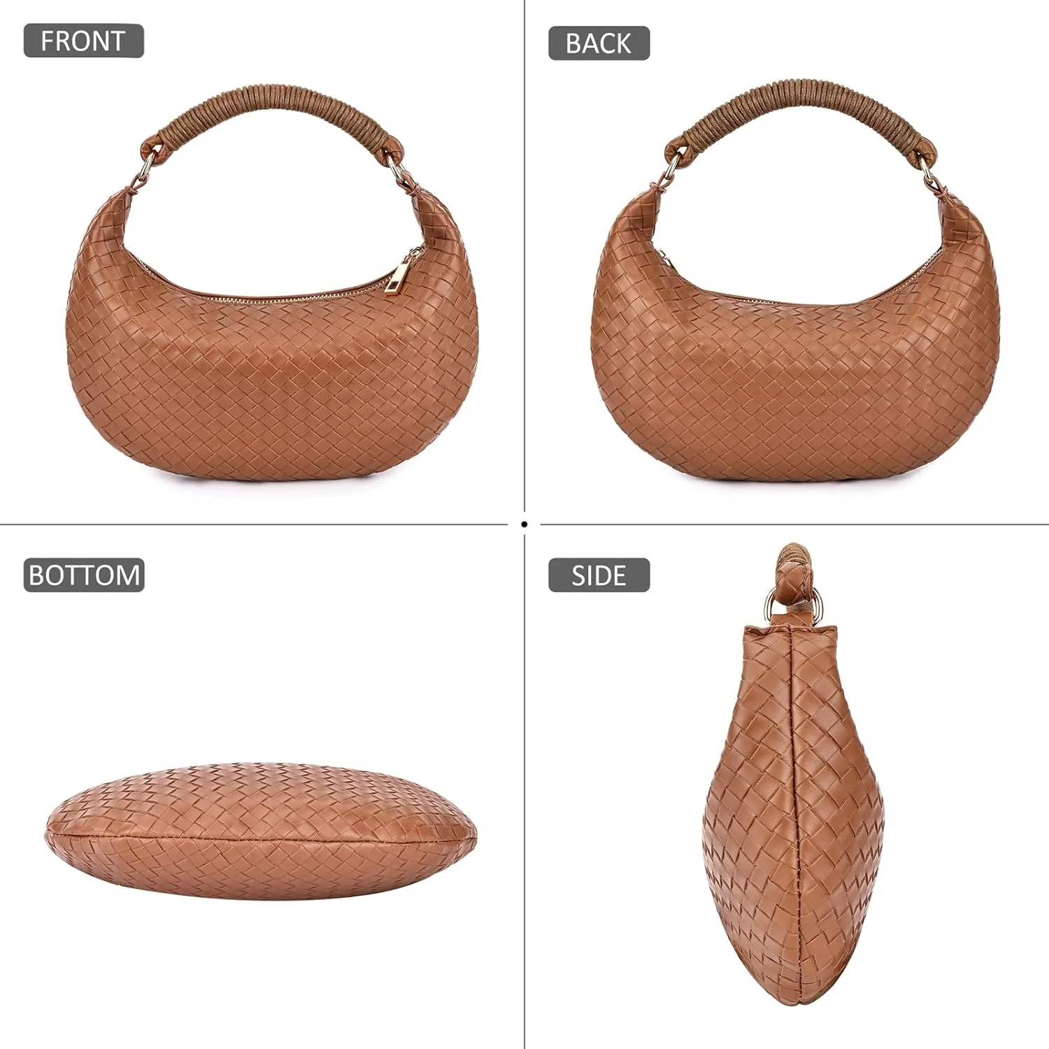 Woven Purse for Women,Small Woven Texture Hobo Dumpling Bag,Trendys Vegan Leather Handbag,Holiday Shoulder Bag Gift