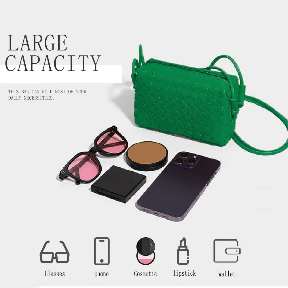 Woven Purse Square Purse Small Crossbody Bags for Women Trendy Woven Bag Shoulder Bag