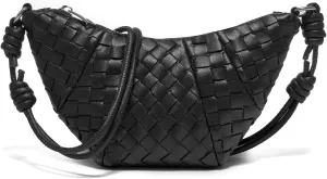 Woven Small Crescent Purse Small Crossbody Bags Mini Crescent Crossbody Bags for Women Woven Croissant Phone Purse