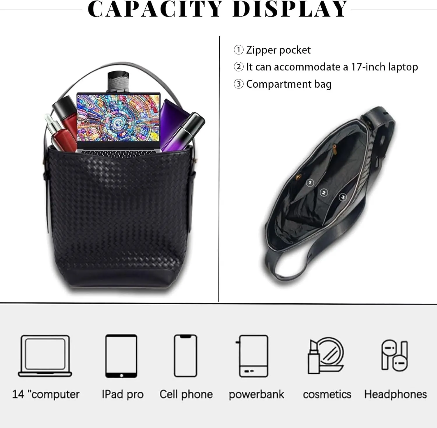 Woven Tote Bag For Women, Fashion Crossbody Shoulder Bag, Casual Top-handle Handbags, and Travel Purses Phone Bag