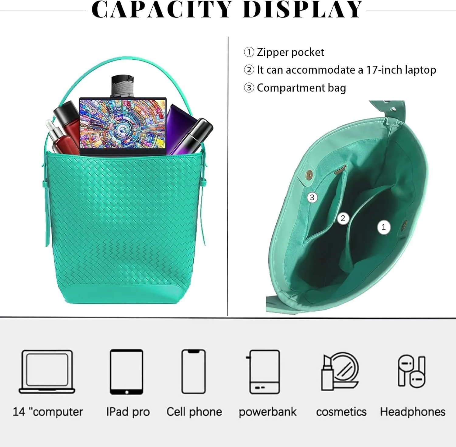 Woven Tote Bag For Women, Fashion Crossbody Shoulder Bag, Casual Top-handle Handbags, and Travel Purses Phone Bag