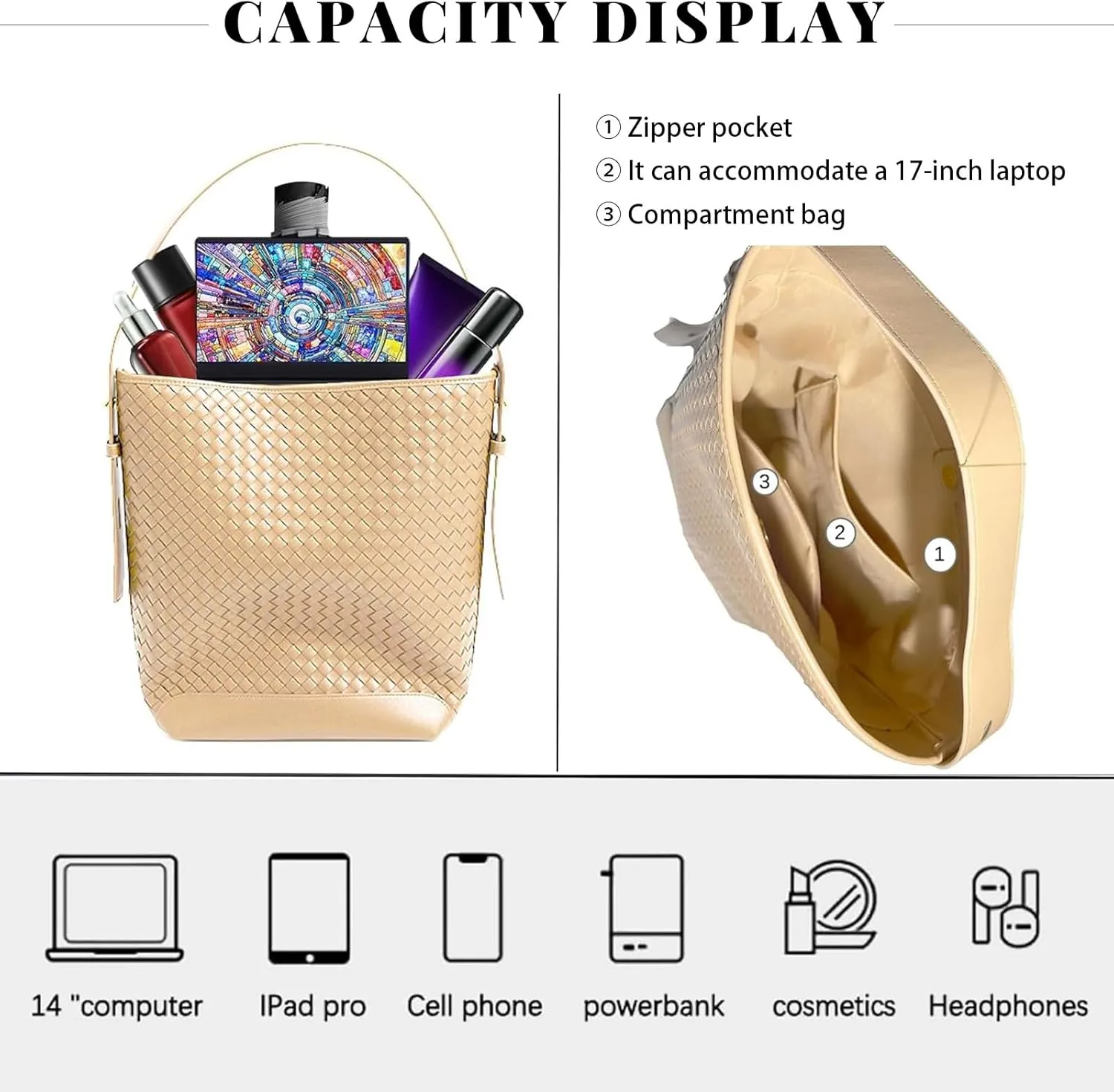 Woven Tote Bag For Women, Fashion Crossbody Shoulder Bag, Casual Top-handle Handbags, and Travel Purses Phone Bag