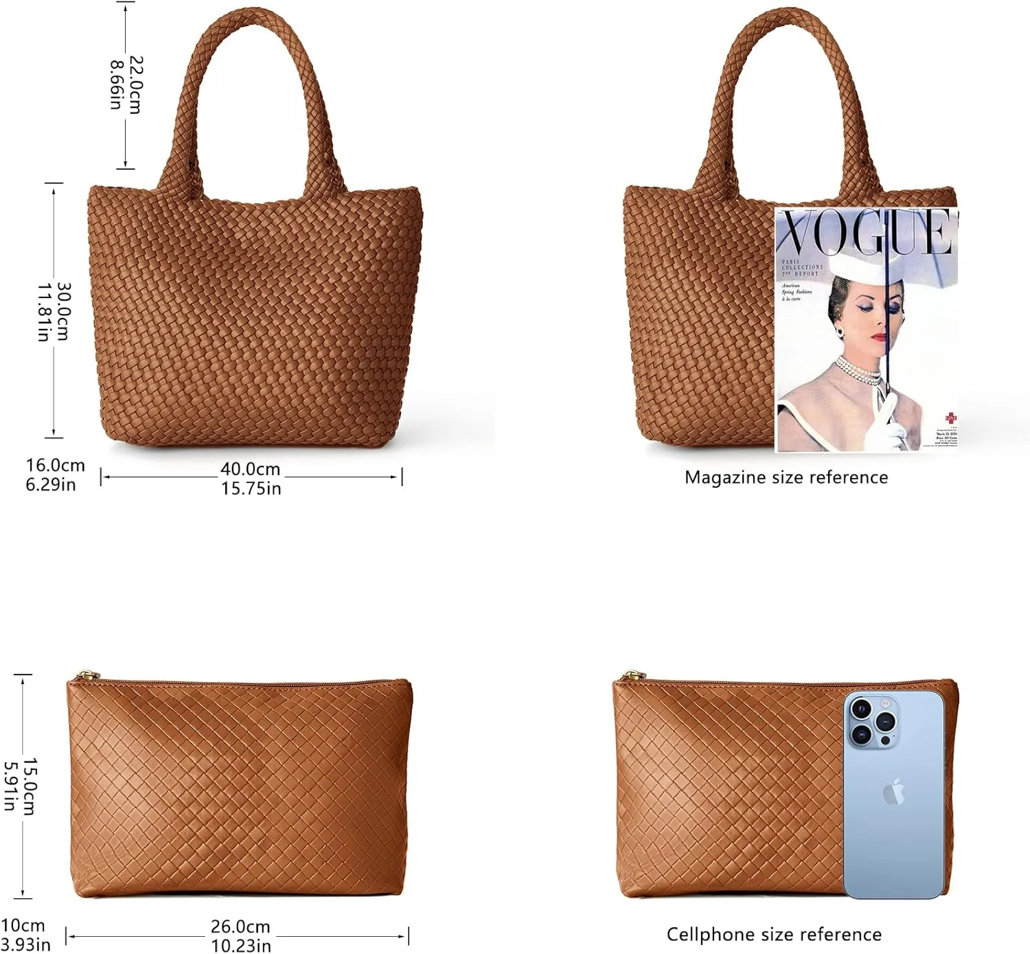 Woven Tote Bag for Women, Fashion Woven Bags for Women Vegan Leather Shoulder Handbags Large Summer Beach Travel Bag