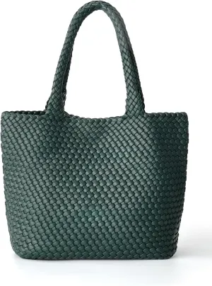 Woven Tote Bag for Women, Fashion Woven Bags for Women Vegan Leather Shoulder Handbags Large Summer Beach Travel Bag