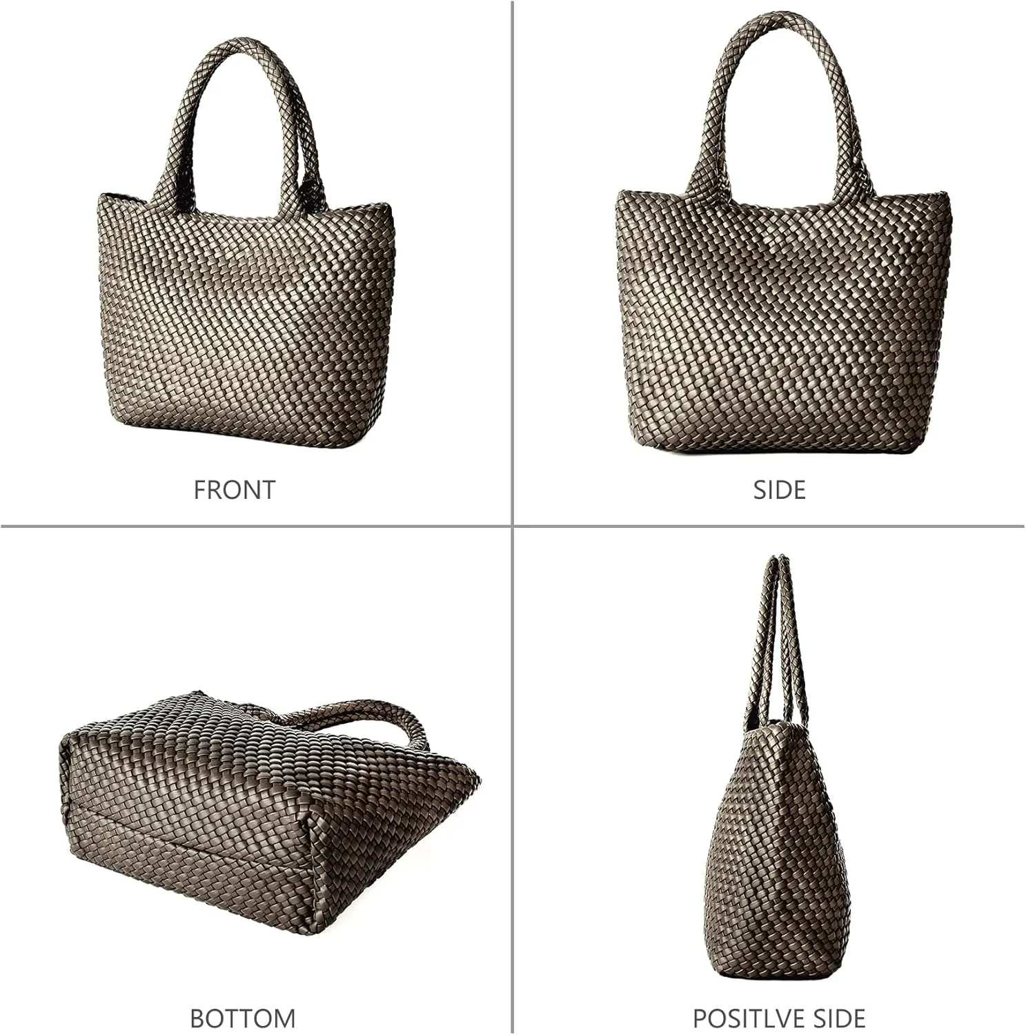 Woven Tote Bag for Women, Fashion Woven Bags for Women Vegan Leather Shoulder Handbags Large Summer Beach Travel Bag