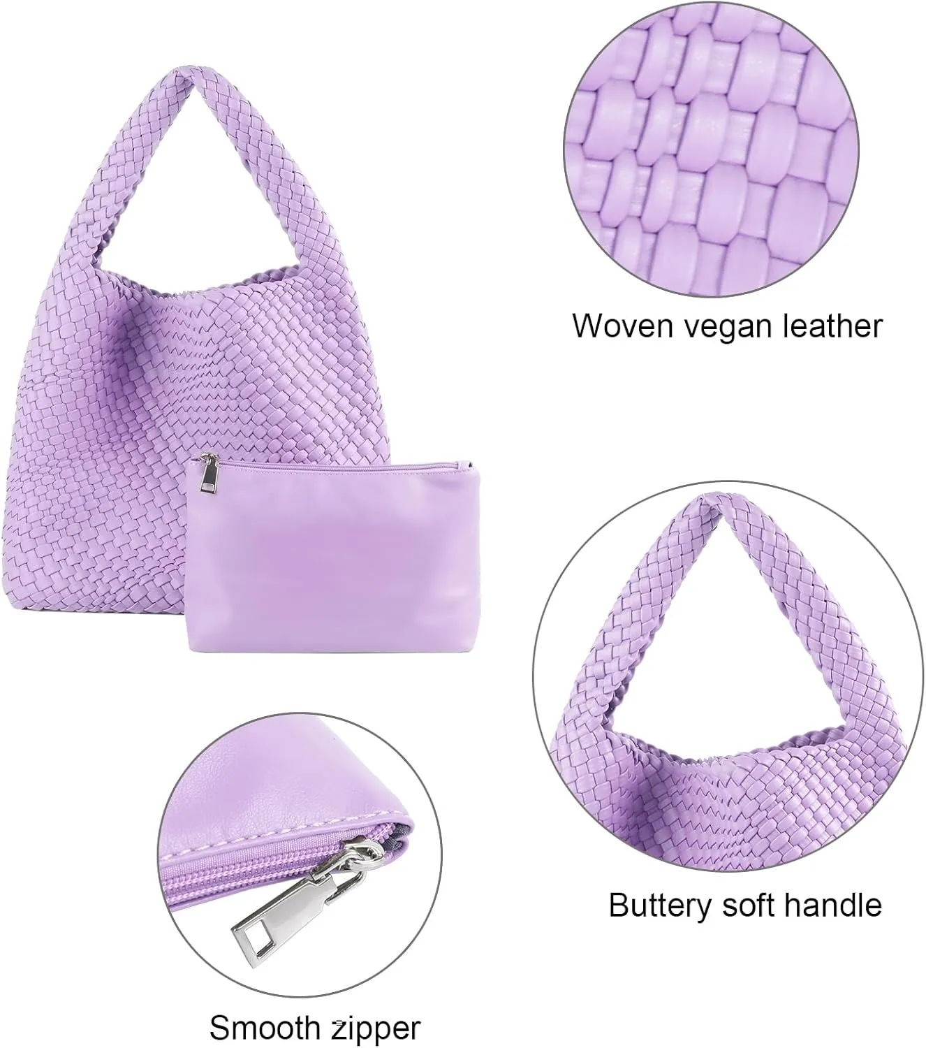 Woven Tote Bag for Women Vegan Leather Hobo Bags, Top-handle Handmade Purse