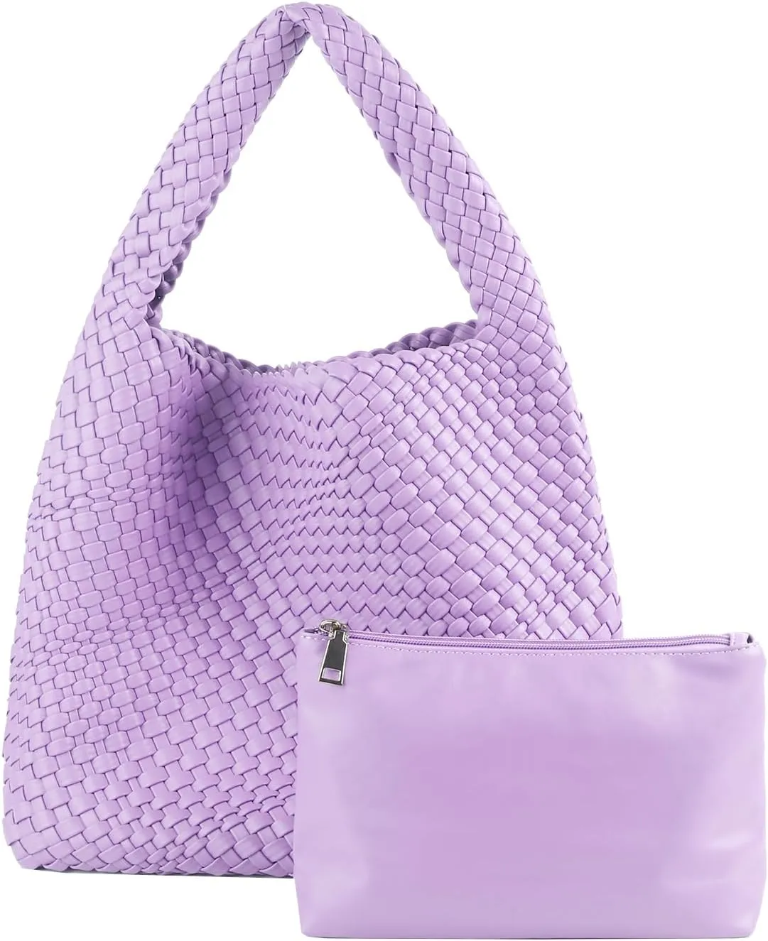 Woven Tote Bag for Women Vegan Leather Hobo Bags, Top-handle Handmade Purse