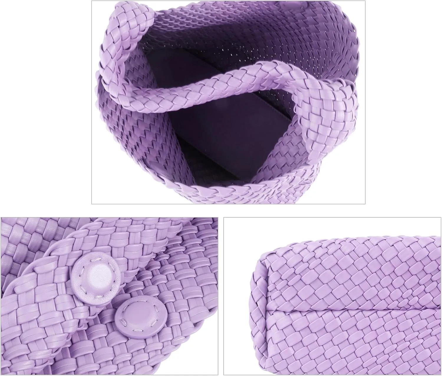 Woven Tote Bag for Women Vegan Leather Hobo Bags, Top-handle Handmade Purse