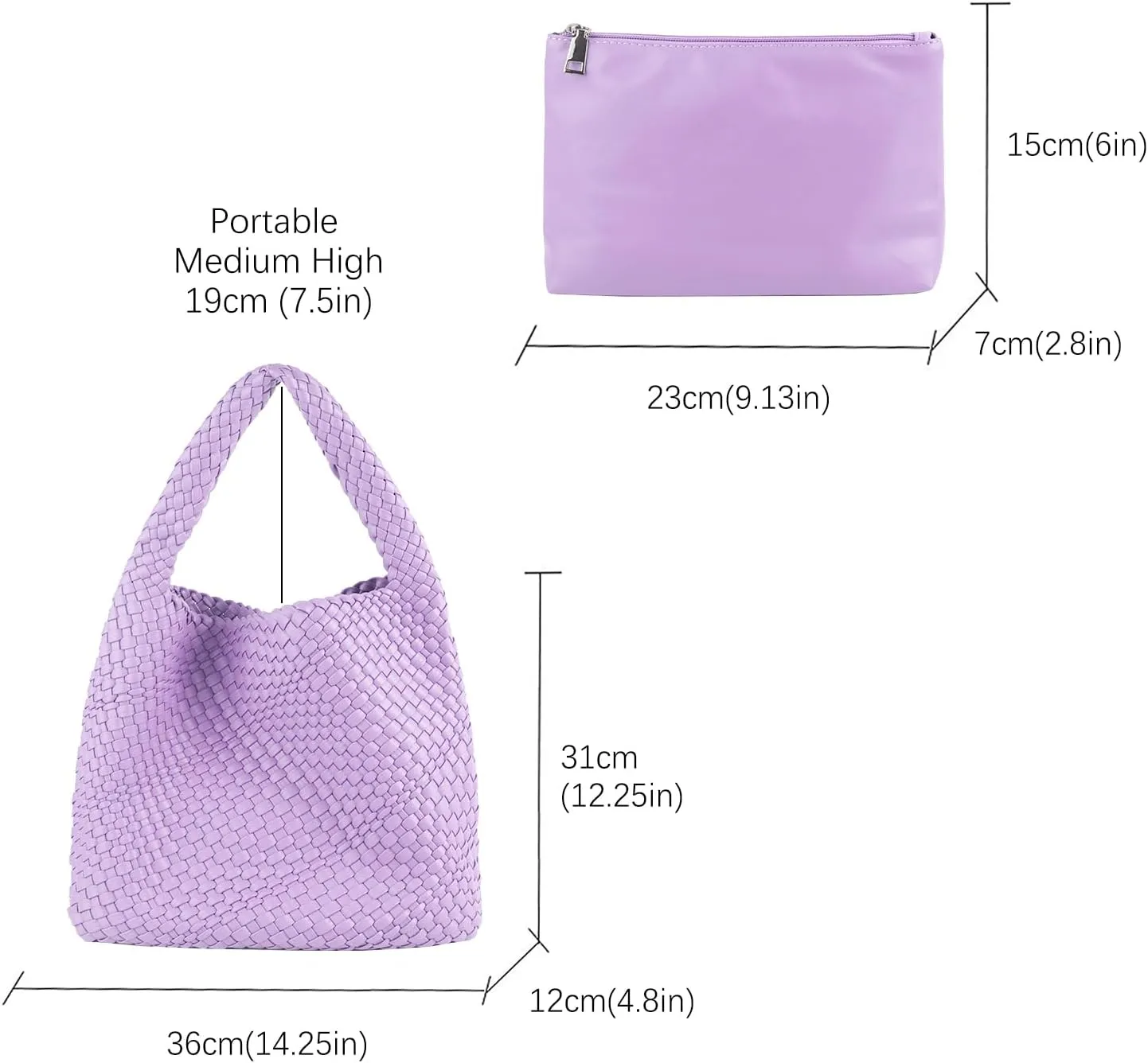 Woven Tote Bag for Women Vegan Leather Hobo Bags, Top-handle Handmade Purse