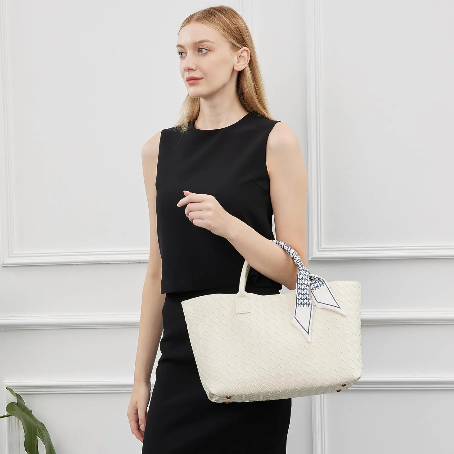 Woven Tote Bag for Women Woven Bag Purse Large Tote Purses 15.6L