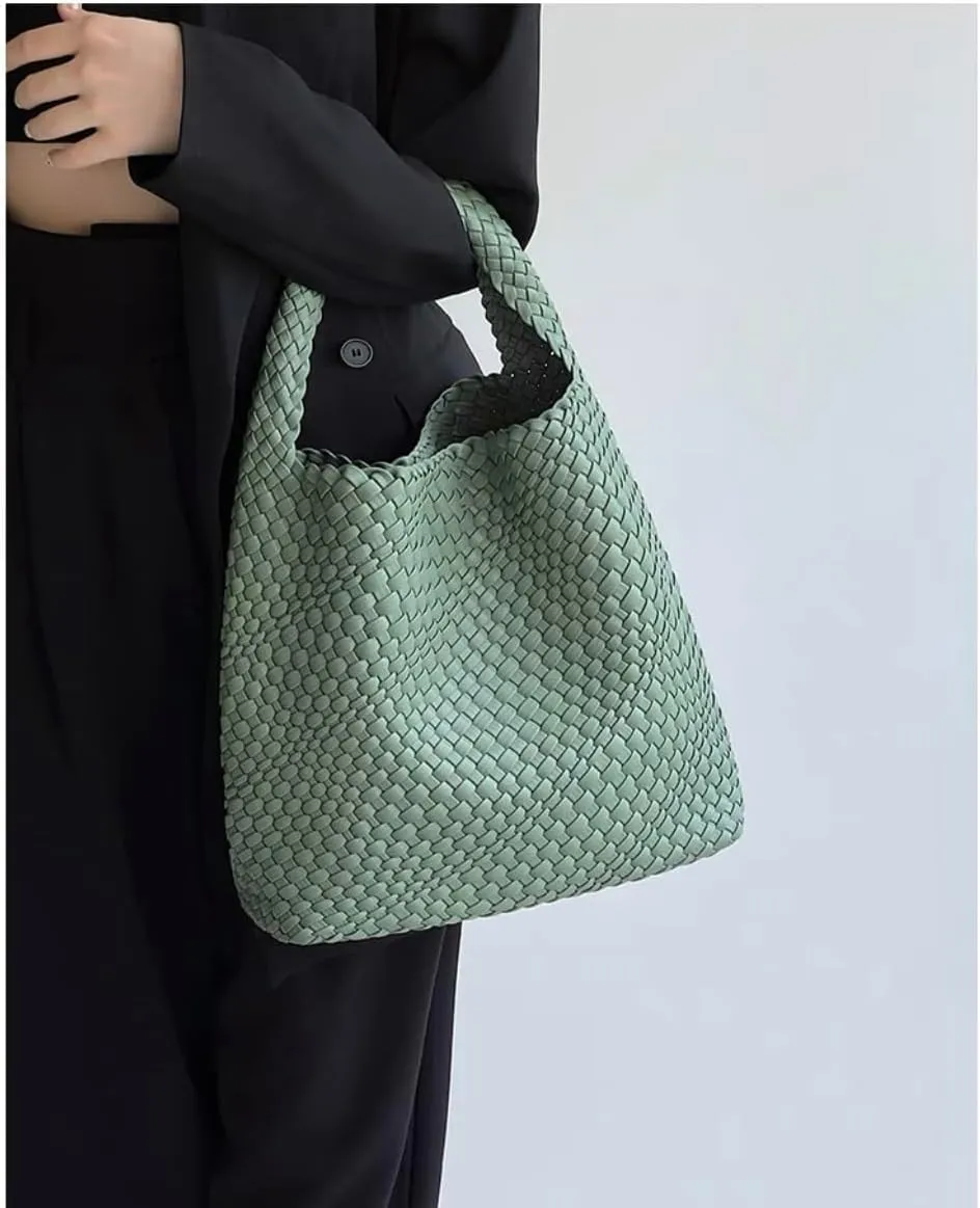 Woven Tote Bag for Women,Woven Bag Purses and Handbags,Hand-Woven Tote Handbag,Woven Shoulder Bag,Woven Leather Handbags