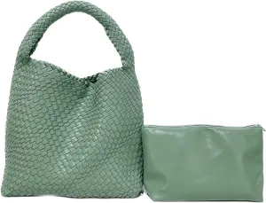 Woven Tote Bag for Women,Woven Bag Purses and Handbags,Hand-Woven Tote Handbag,Woven Shoulder Bag,Woven Leather Handbags