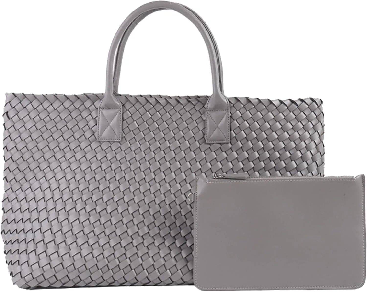 Woven Tote Bag Large Vegan Leather Bucket Bag, Fashion Handwoven Shopper Bags for Women