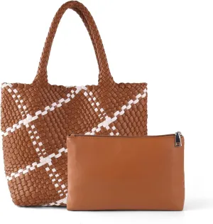 Woven Tote Bag Womens Purse Woven Bags for Women Large Summer BeachTote Bags Vegan Leather Shoulder Handbags Travel Totes