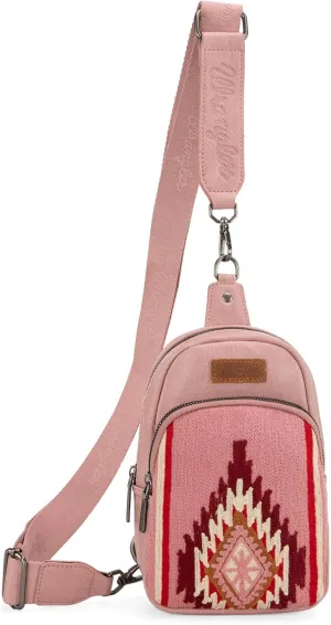 Wrangler Aztec Sling Bag for Women Western Knitted Crossbody Purse and Chest Bag With Adjustable Strap