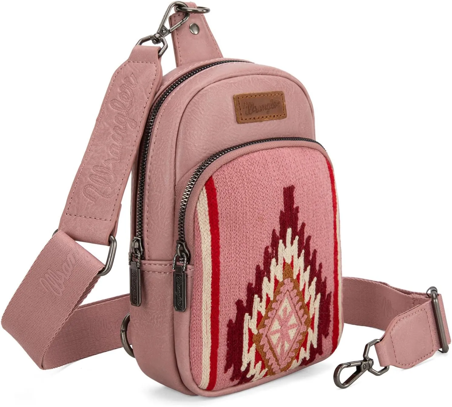 Wrangler Aztec Sling Bag for Women Western Knitted Crossbody Purse and Chest Bag With Adjustable Strap