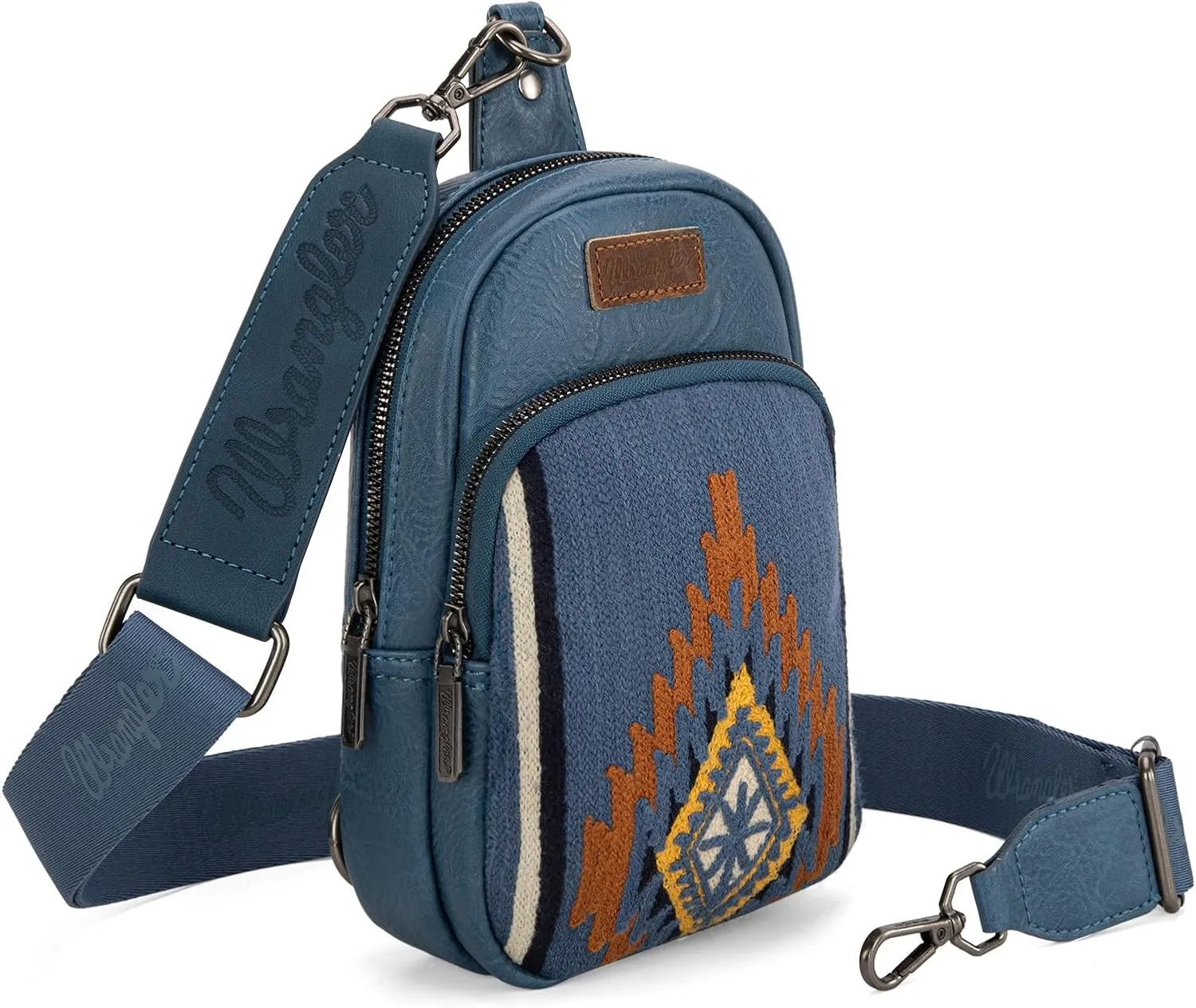 Wrangler Aztec Sling Bag for Women Western Knitted Crossbody Purse and Chest Bag With Adjustable Strap