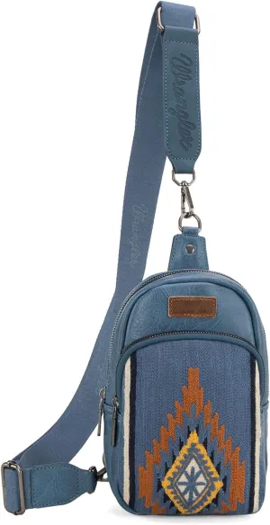 Wrangler Aztec Sling Bag for Women Western Knitted Crossbody Purse and Chest Bag With Adjustable Strap
