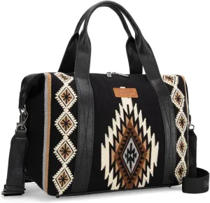 Wrangler Duffel Bag for Women Large Travel Weekender Bag Designer Tapestry Carry On Bags, Black