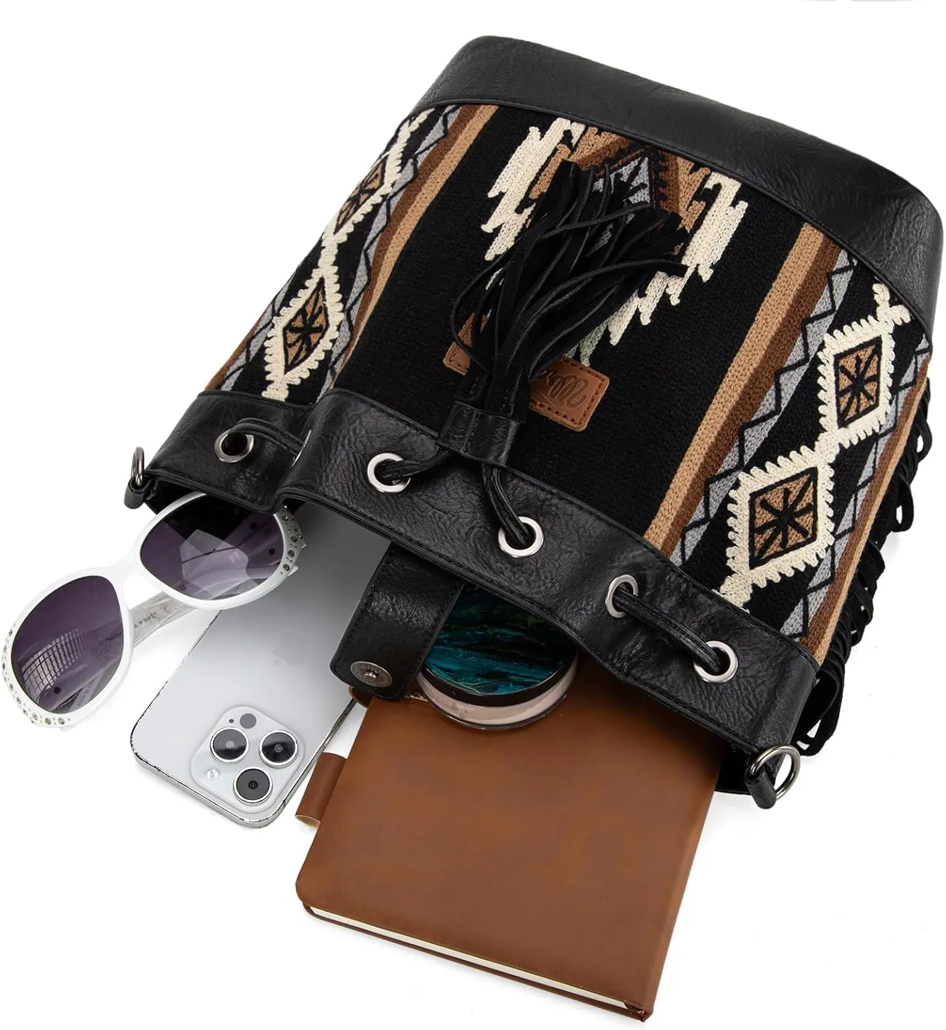 Wrangler Hobo Bags for Women Designer Bucket Purses Western Shoulder Handbags