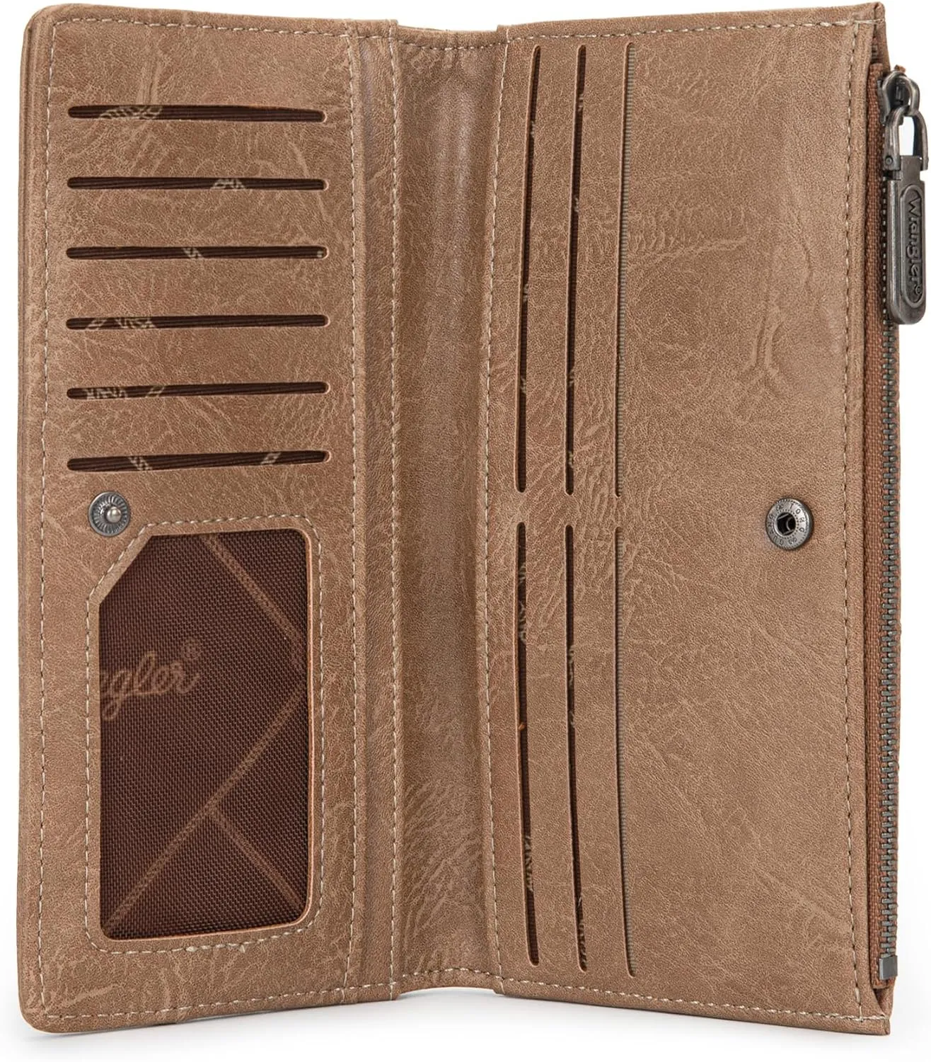 Wrangler Minimalist Wallet for Women Credit Card Wallet Ladies Travel Wallets Monederos de Mujer Card Cases & Money Organizers with Smooth Zipper for Women Men Khaki