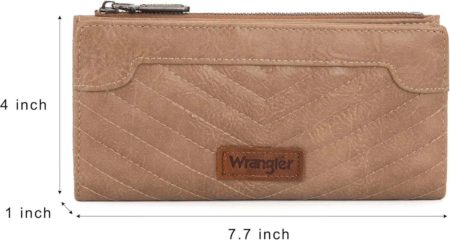 Wrangler Minimalist Wallet for Women Credit Card Wallet Ladies Travel Wallets Monederos de Mujer Card Cases & Money Organizers with Smooth Zipper for Women Men Khaki