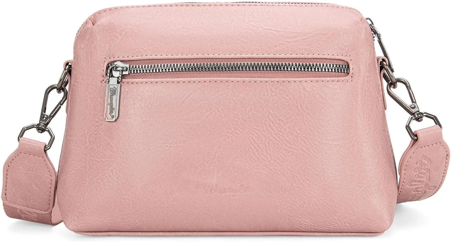 Wrangler Western Aztec Small Crossbody Bags for Women Multi Pocket Over Shoulder Crossbody Purse with Guitar Strap