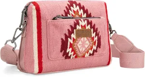 Wrangler Western Aztec Small Crossbody Bags for Women Multi Pocket Over Shoulder Crossbody Purse with Guitar Strap