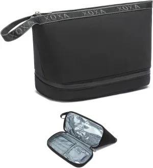 XQXA Travel Toiletry Bag for Women, Hanging Dopp Kit Water Resistant Makeup Bag for Men, Mens Travel Bag Shaving Bag for Toiletries Accessories (05-Black)