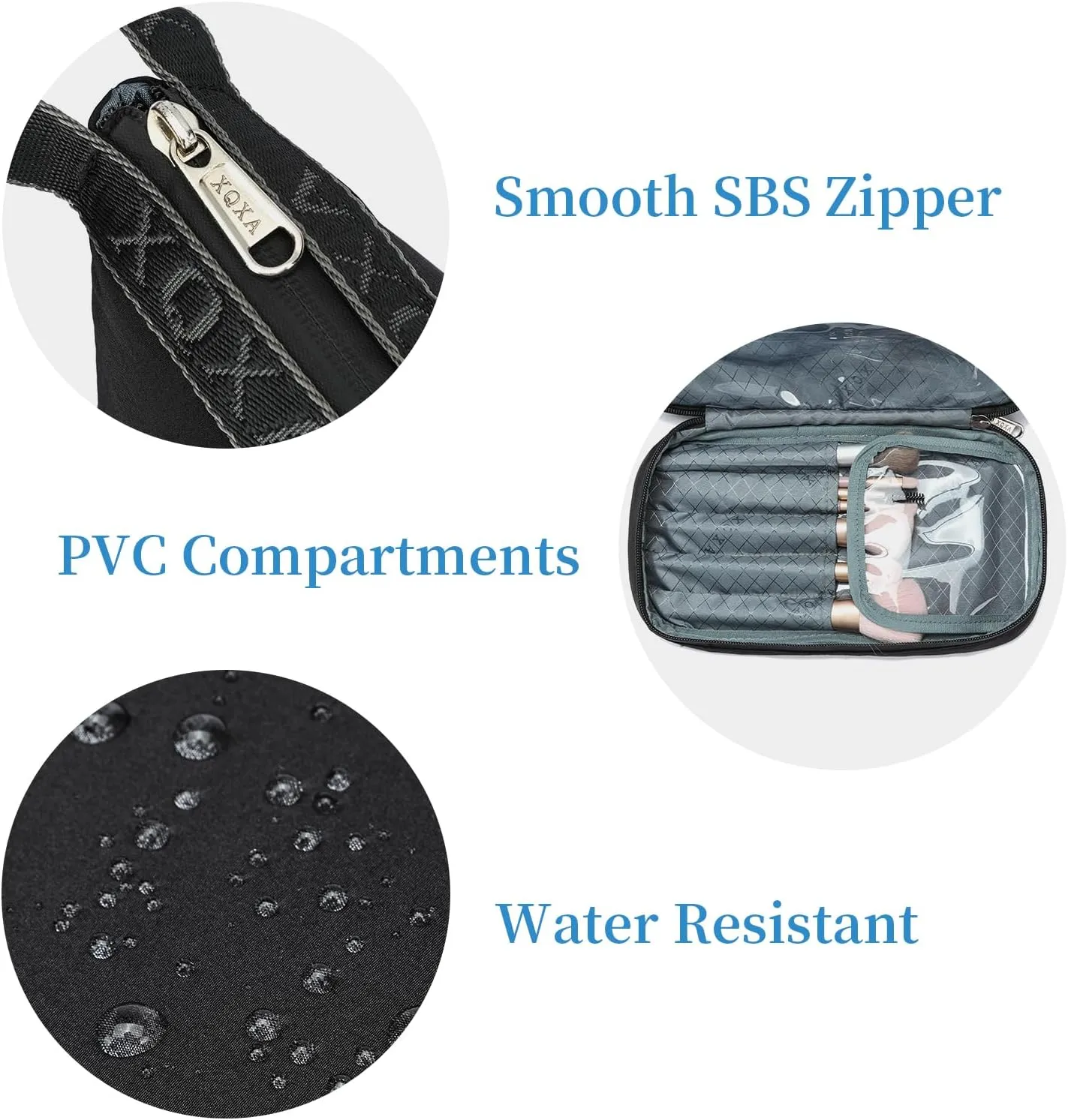 XQXA Travel Toiletry Bag for Women, Hanging Dopp Kit Water Resistant Makeup Bag for Men, Mens Travel Bag Shaving Bag for Toiletries Accessories (05-Black)