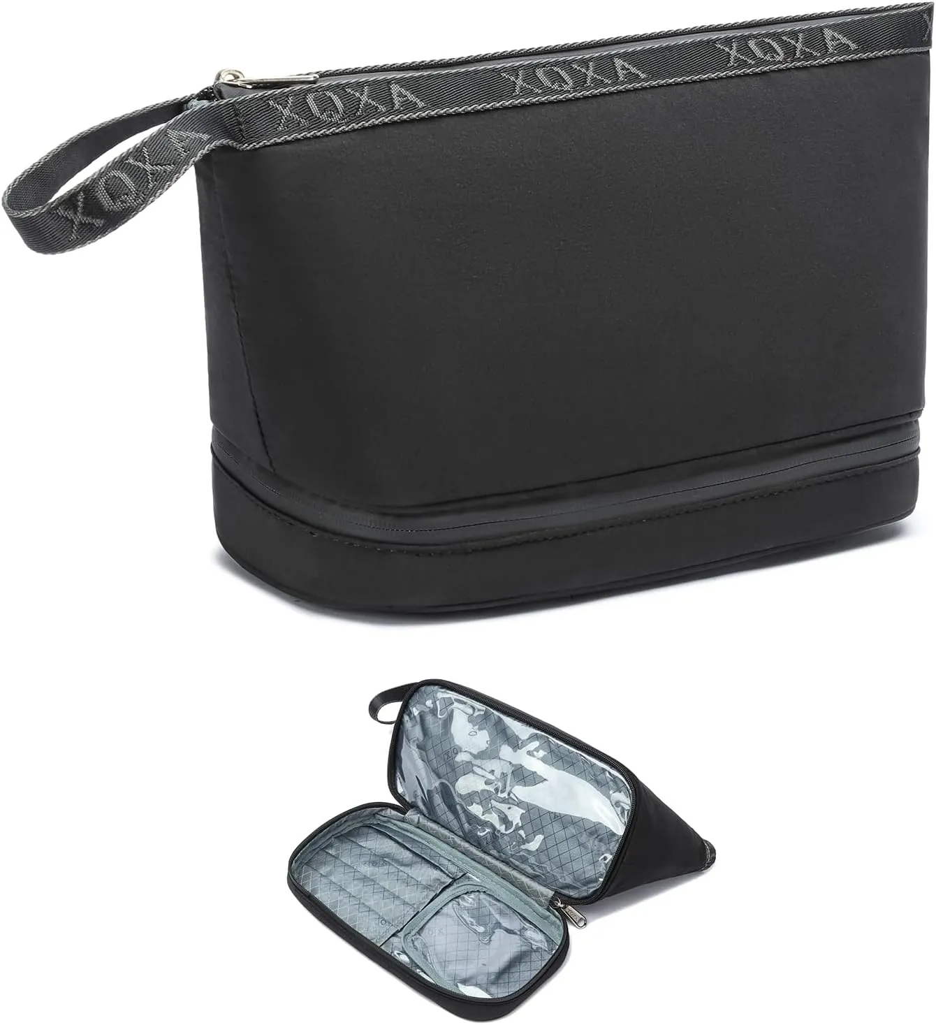 XQXA Travel Toiletry Bag for Women, Hanging Dopp Kit Water Resistant Makeup Bag for Men, Mens Travel Bag Shaving Bag for Toiletries Accessories (05-Black)