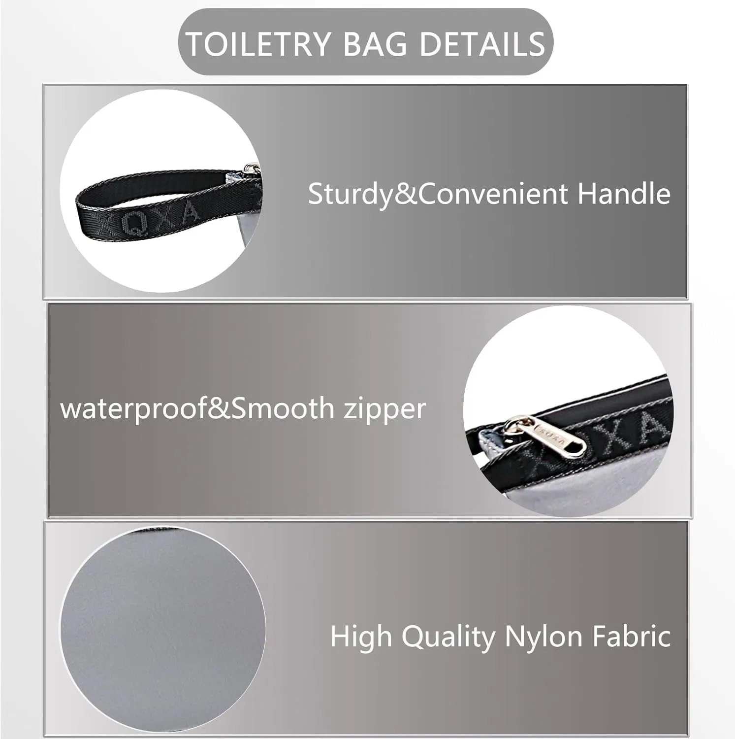 XQXA Travel Toiletry Bag for Women, Hanging Dopp Kit Water Resistant Makeup Bag for Men, Mens Travel Bag Shaving Bag for Toiletries Accessories (05-Grey)