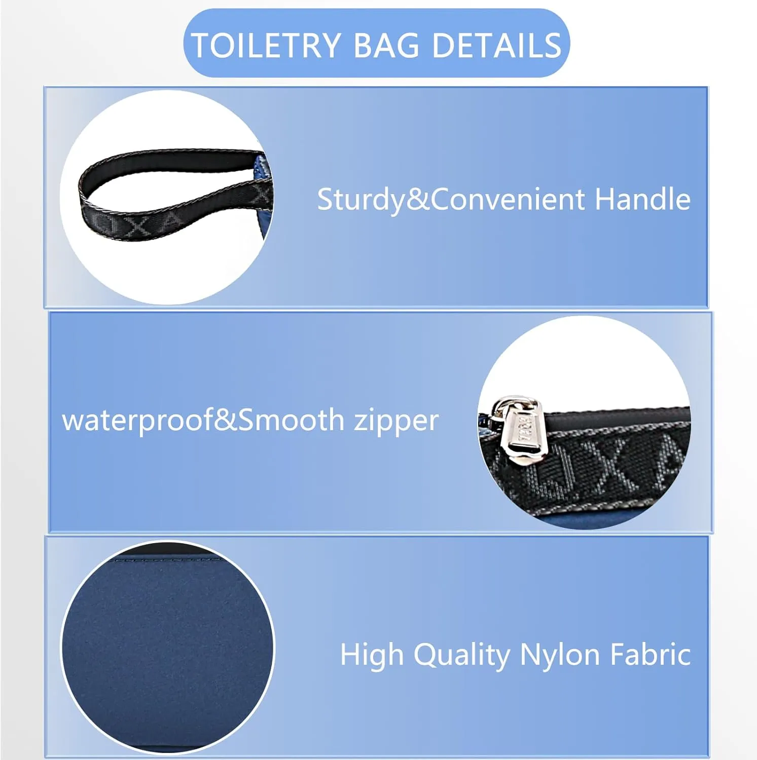 XQXA Travel Toiletry Bag for Women, Hanging Dopp Kit Water Resistant Makeup Bag for Men, Mens Travel Bag Shaving Bag for Toiletries Accessories (05-Navy Blue)