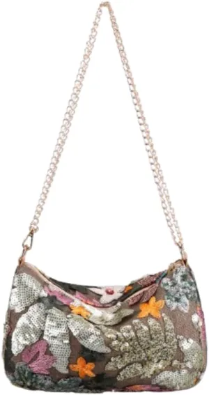 Y2k Sequin Beaded Embroidery Straw Purse Summer Floral Knit Evening Party Purses Mini Crossbody Bag Women