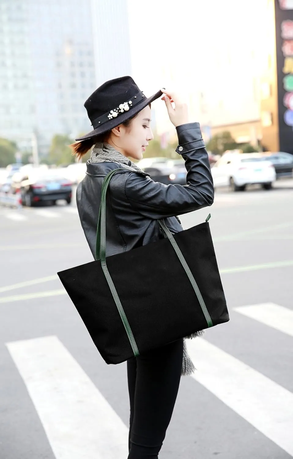 YALUXE Women's Nylon Tote Bags Large Capacity Shoulder Bags Work Handbags Purses