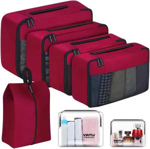 YAMIU Packing Cubes for Suitcases, 7 Pcs luggage organizer bags with Shoe Bag, 2 Waterproof Travel Toiletry Bags, Travel Cubes for Travel Essentials Travel Accessories